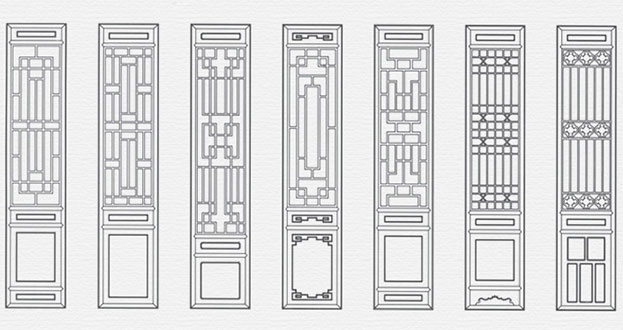 伊吾常用中式仿古花窗图案隔断设计图